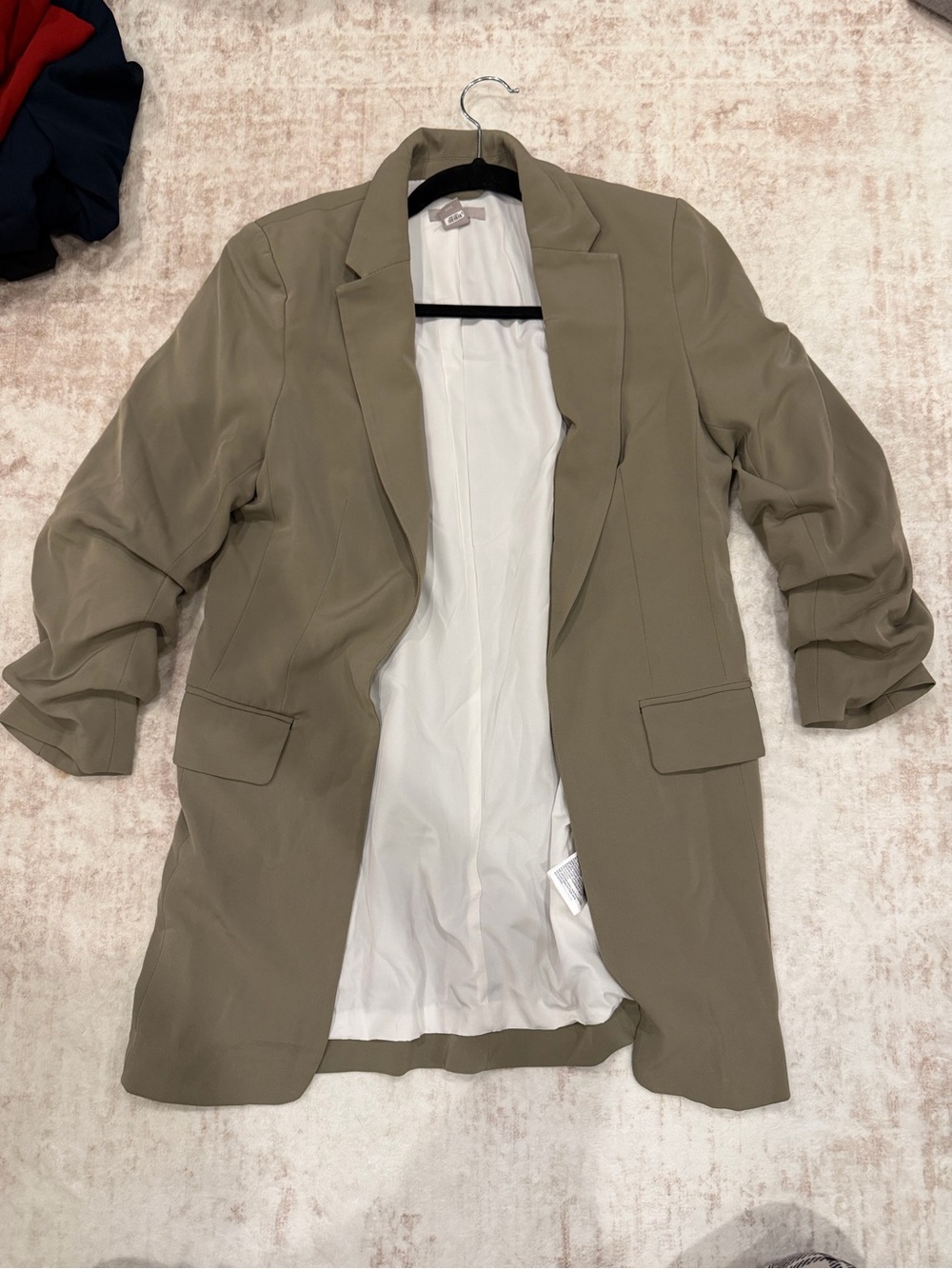 H&M Olive-Tone Long Blazer Jacket
